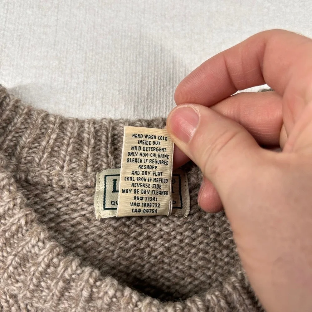 LL Bean Sweater Mens Sm 100% Lambswool Colorblock Crewneck Autumn Earth Tones